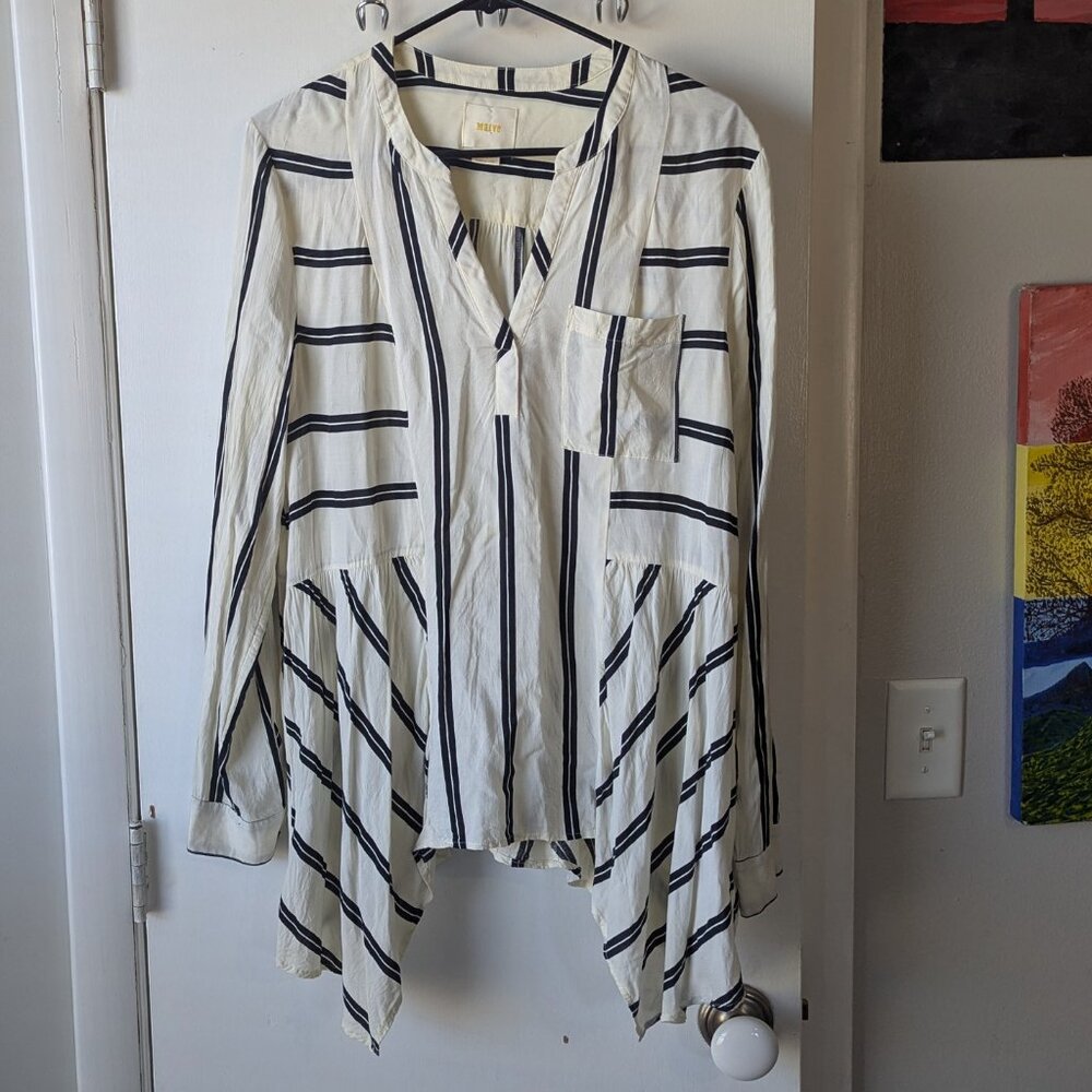 Maeve Anthropologie Striped Geometric Blouse Size 12